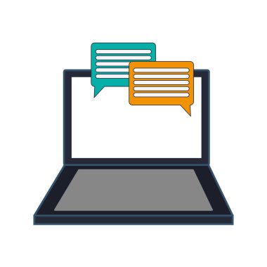 bilgisayar ve konuşma balonu simgesinin