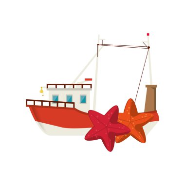 Balıkçılık Tekne ve deniz yıldızı simge
