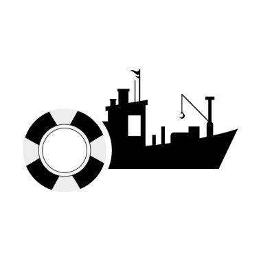 Balıkçılık Tekne ve can simidi simgesi