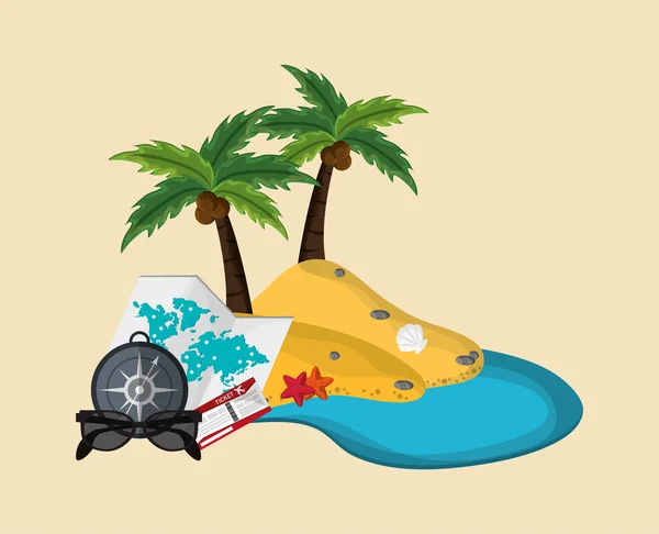 Wyspa z wakacyjnych podróży ikony obraz — Wektor stockowy