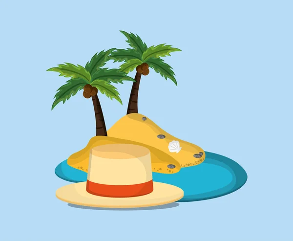 Island with vacation travel icons image — Stock Vector