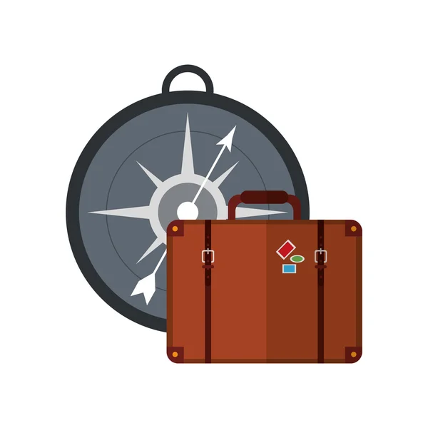 Compass and suitcase icon — Stock Vector