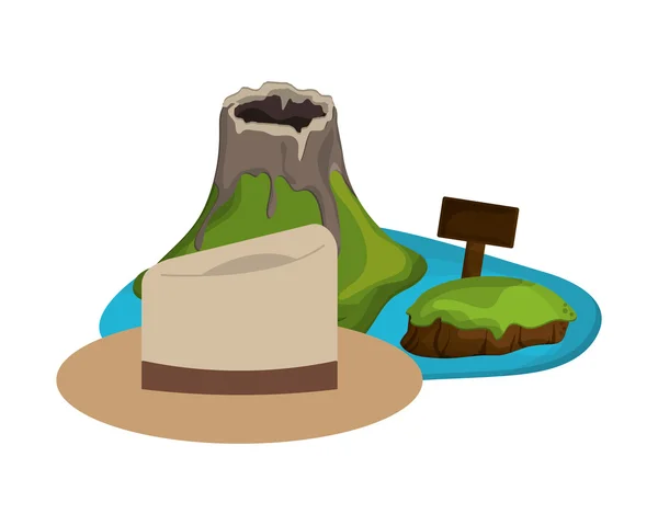 Tropische eiland en hoed pictogram — Stockvector