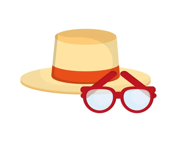 Sombrero y gafas icono — Vector de stock