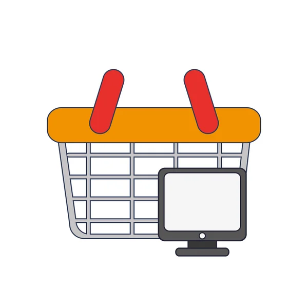 Shopping basket and computer icon — Stock Vector