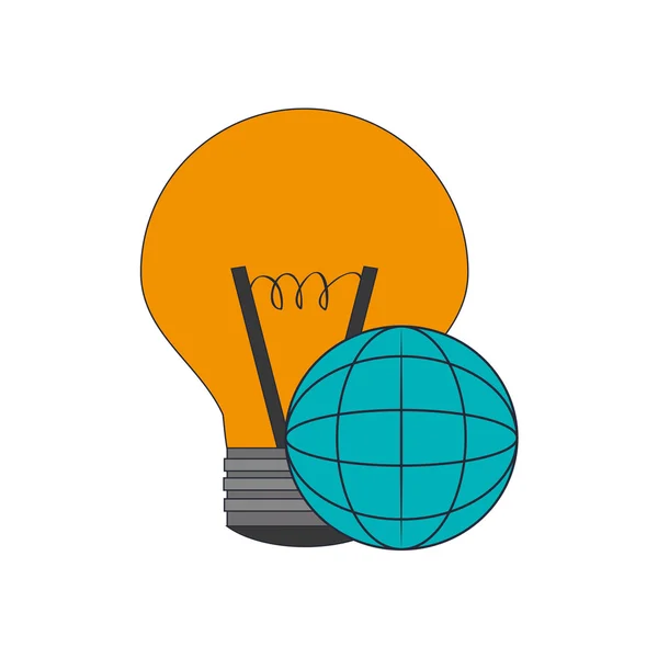 Regolare lampadina e terra icona diagramma globo — Vettoriale Stock