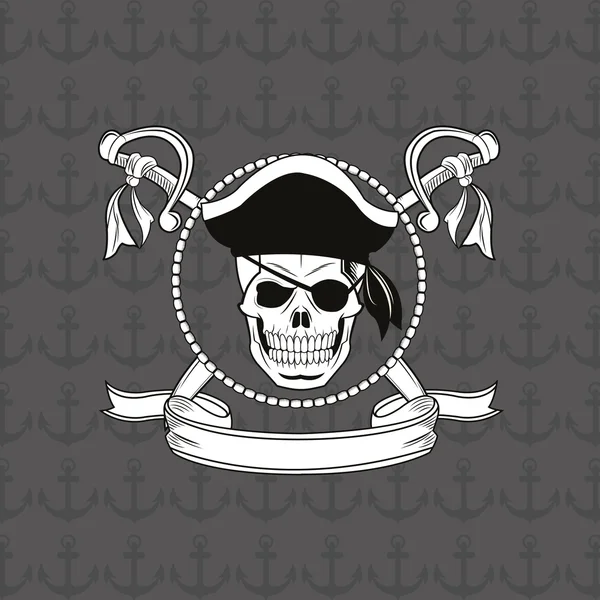 Imagen emblema del cráneo pirata — Archivo Imágenes Vectoriales
