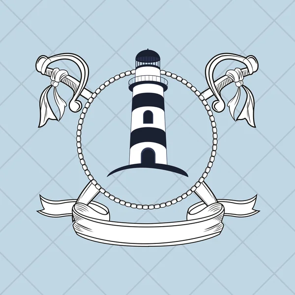 Lighthouse emblem image — Stock Vector