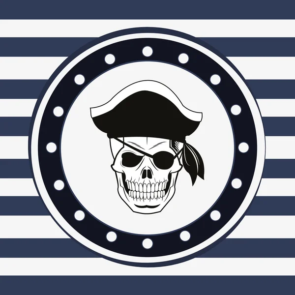 Imagen emblema del cráneo pirata — Archivo Imágenes Vectoriales