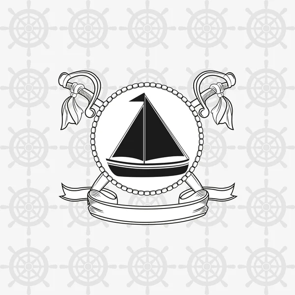 Segel Boot Emblem Bild — Stockvektor