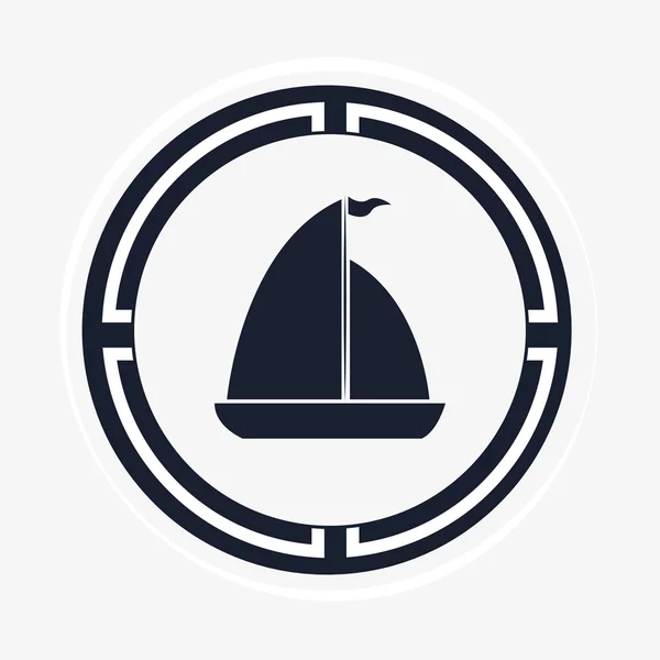 Segel Boot Emblem Bild — Stockvektor