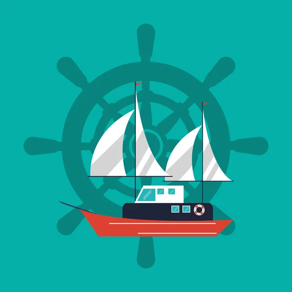 Imagen emblema del barco de vela — Vector de stock