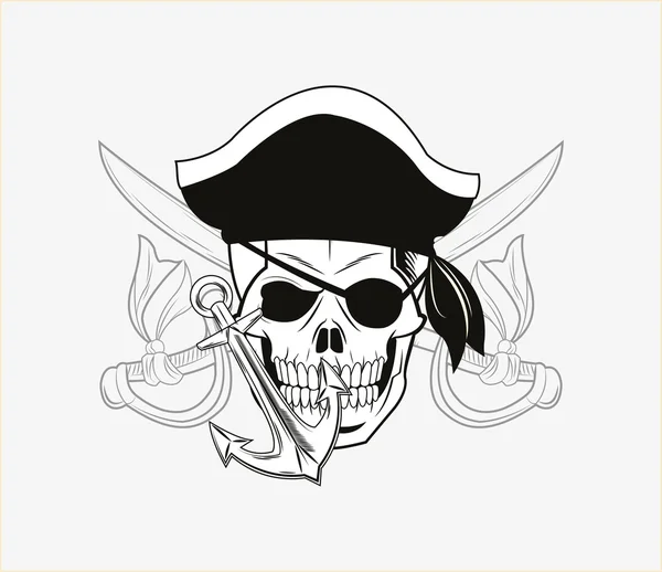 Imagen emblema del cráneo pirata — Archivo Imágenes Vectoriales