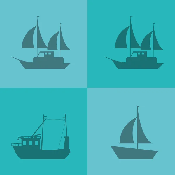 Imagen emblema barco o barco — Vector de stock