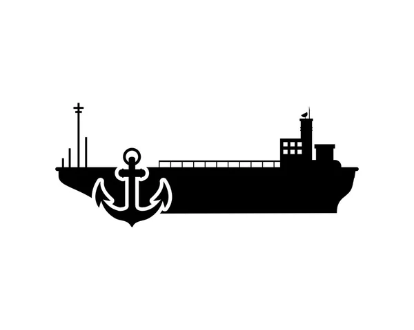 Lading schip en anker pictogram — Stockvector