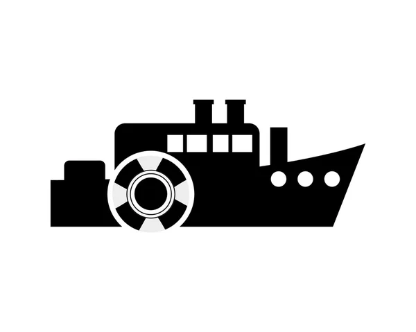 Icona della nave e del salvagente — Vettoriale Stock