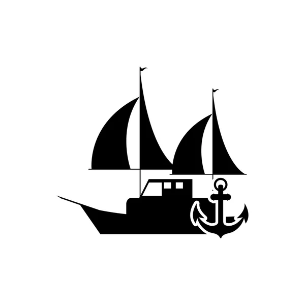 Segelboot und Anker-Symbol — Stockvektor