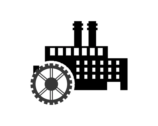 Pictogram fabriek en versnelling — Stockvector