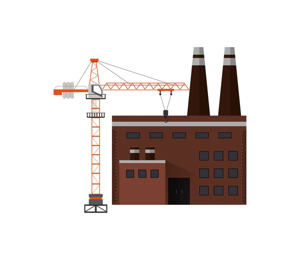 Ícone de guindaste de fábrica e torre industrial — Vetor de Stock