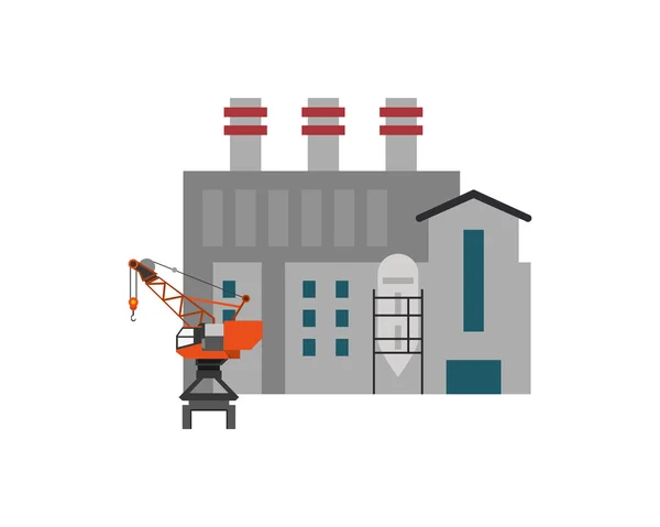 Fabriek en industriële kraan pictogram — Stockvector