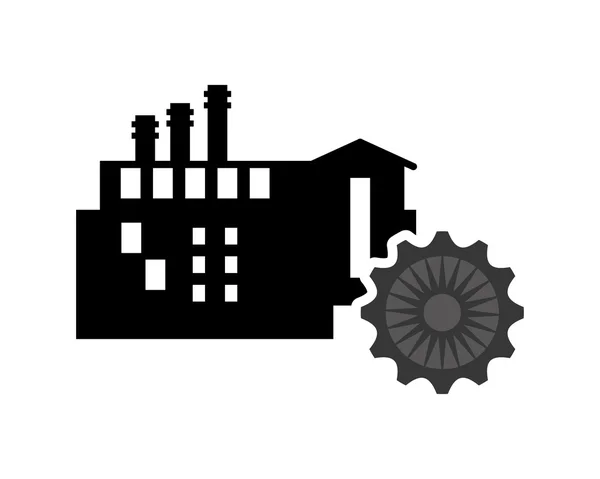 Factory and gear icon — Stock Vector