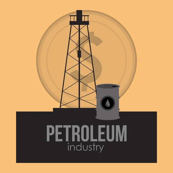 Emblema de la extracción de petróleo y los iconos relacionados con el refinamiento — Archivo Imágenes Vectoriales