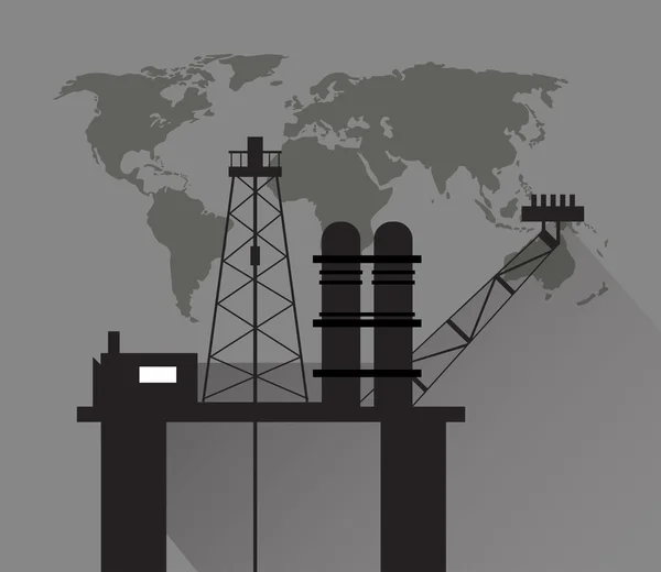 Imagen de los iconos relacionados con la extracción y el refinamiento del petróleo — Vector de stock