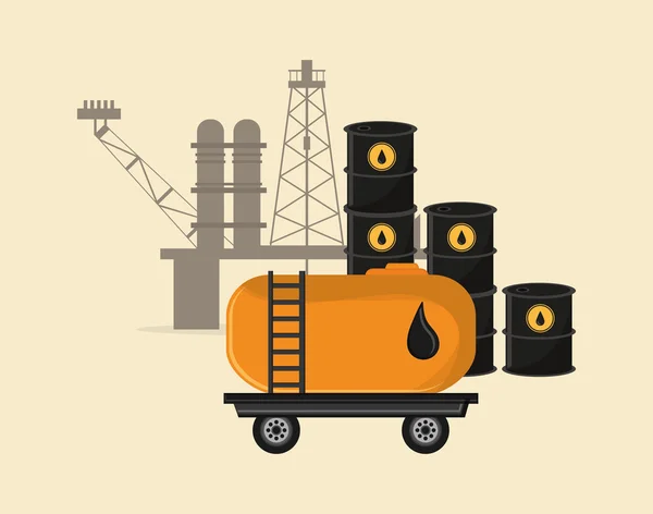 Immagine relativa all'estrazione e alla raffinazione dell'olio di petrolio — Vettoriale Stock