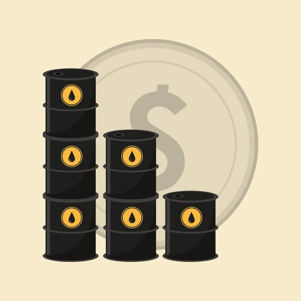 Baril de pétrole avec des icônes liées au pétrole image — Image vectorielle