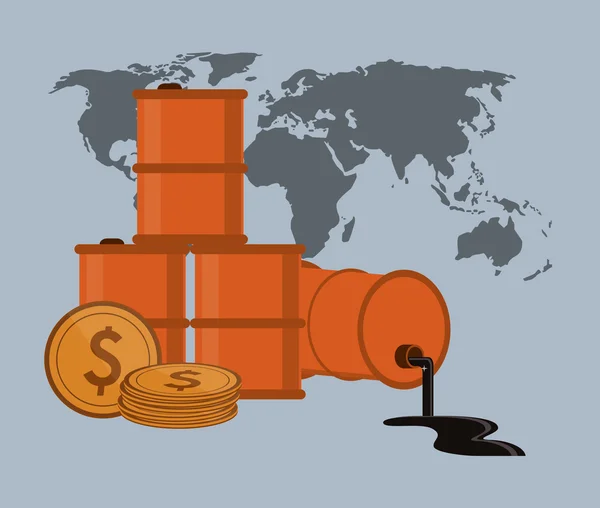 Baril de pétrole avec des icônes liées au pétrole image — Image vectorielle
