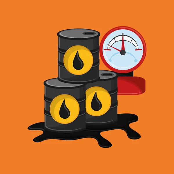 Oljefat med petroleum relaterade ikoner bild — Stock vektor