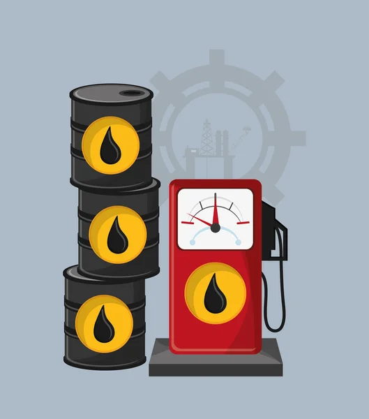 Bomba de gas con aceite de petróleo iconos relacionados imagen — Archivo Imágenes Vectoriales