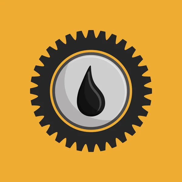 Drop of petroleum oil and gear emblem image — Stock Vector