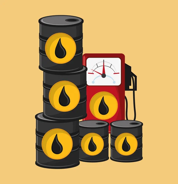 Bensinpump med petroleum olja relaterade ikoner bild — Stock vektor