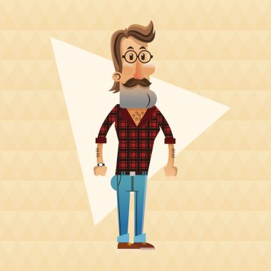 Hipster adam karikatür tasarım