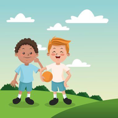 Mutlu çocuklar çizgi film çocuklar grup