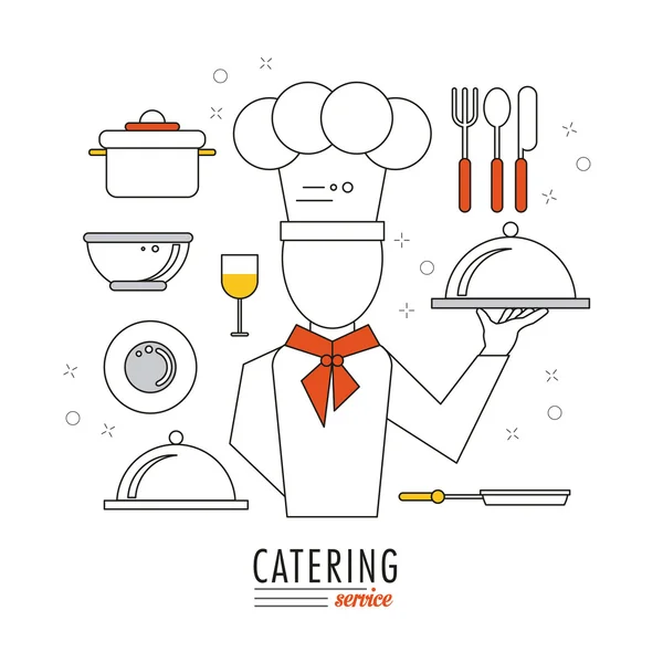 Catering service restauracji i menu Projekt — Wektor stockowy