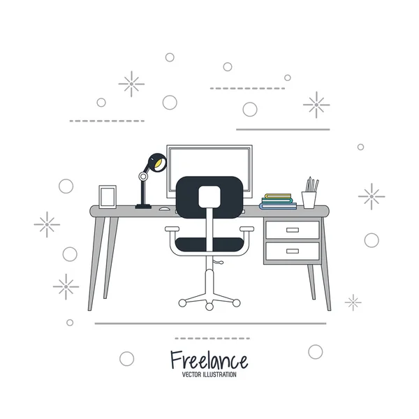 Spazio di lavoro e design freelance — Vettoriale Stock