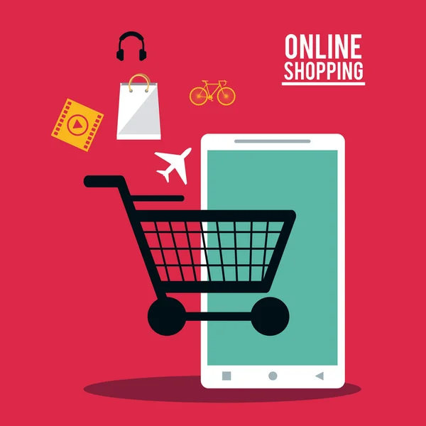Zakupy online design e-commerce i media — Wektor stockowy