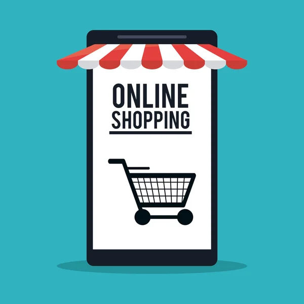 Shopping en ligne commerce électronique et conception de médias — Image vectorielle