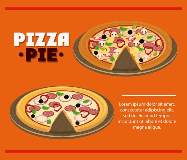 Pizza koláč s deskou a rychlým designem potravin — Stockový vektor