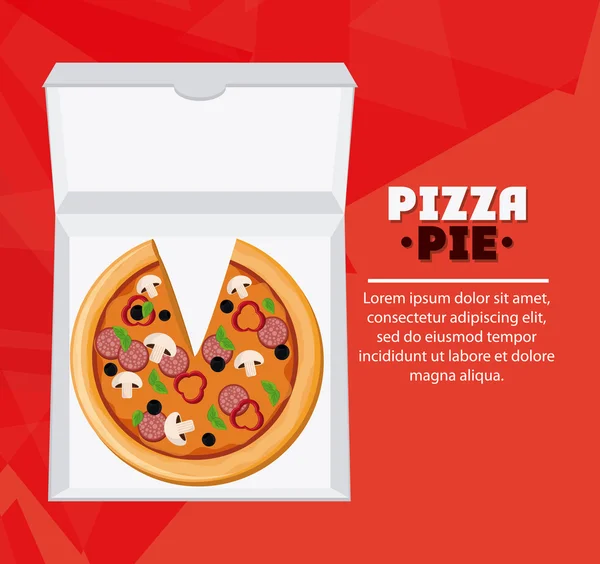 Conception de tarte à pizza et boîte en carton — Image vectorielle