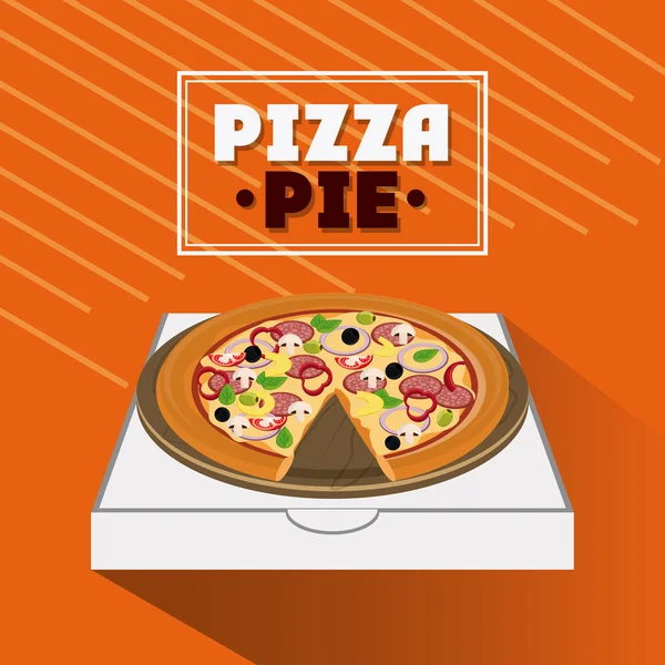 Conception de tarte à pizza et boîte en carton — Image vectorielle