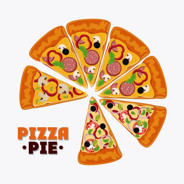 Tarte à pizza et fast food design — Image vectorielle