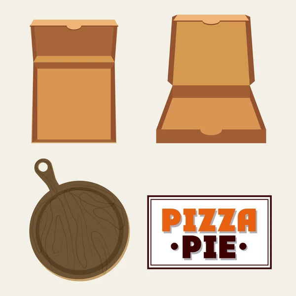 Pizzakuchen und Kartonschachtel — Stockvektor