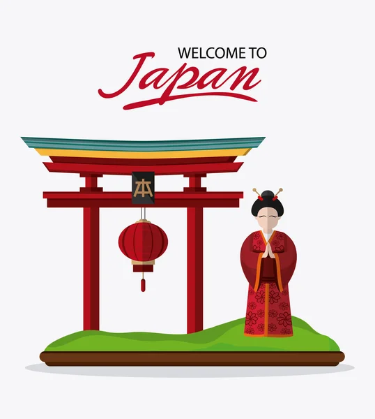 Japan culture and landmark design — Stock Vector