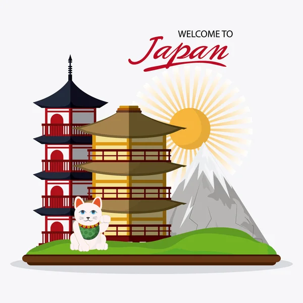 Japonia kultura i punkt orientacyjny projekt — Wektor stockowy