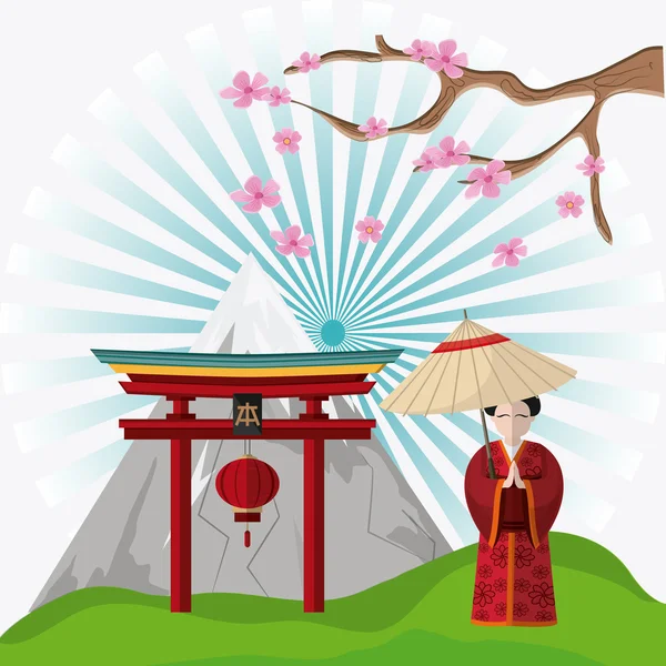 Japan cultuur en mijlpaal ontwerp — Stockvector