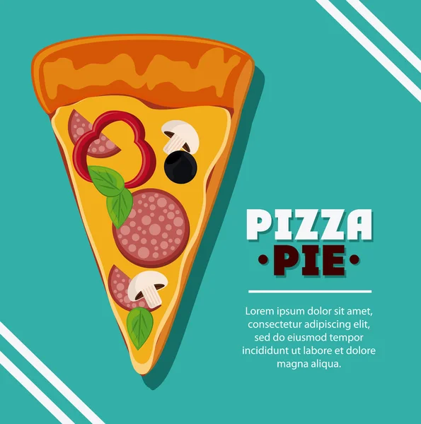 Pastel de pizza y diseño de comida rápida — Vector de stock