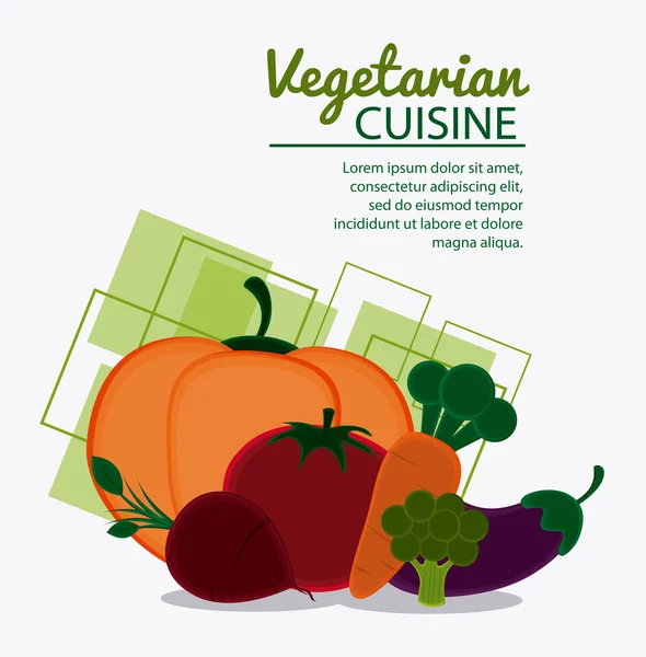 Vegetarische gerechten biologisch en gezond voedsel ontwerp — Stockvector